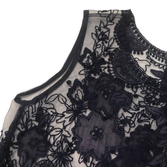 LABEL RITU KUMAR Mesh Floral Embroidered Top Size 2 - Picture 4 of 12
